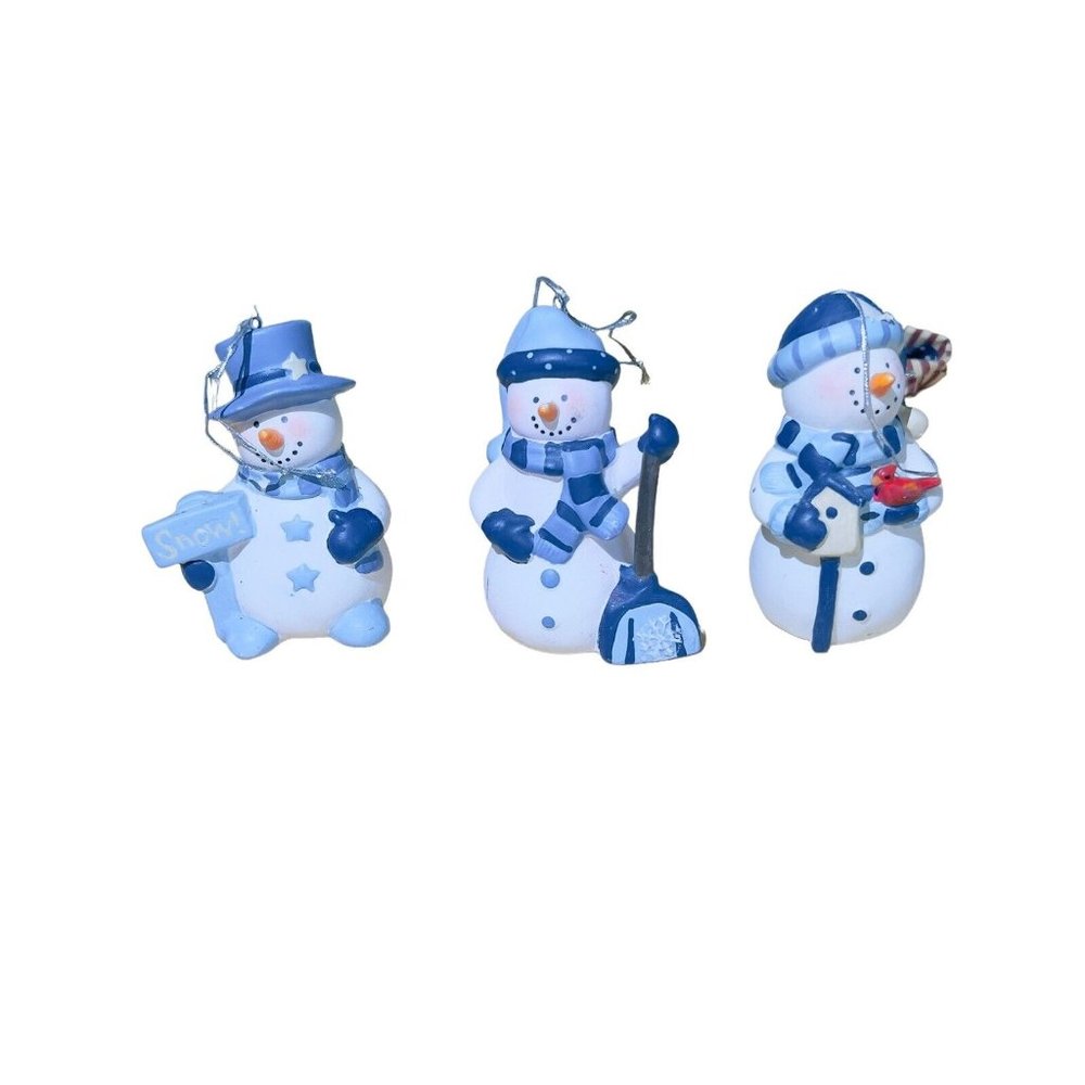 Set of 3 Ceramic 3.5”x2”‎ Snowmen Ornaments